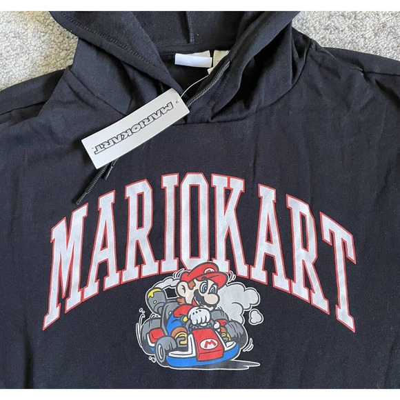 Mario Kart Mens XXL Hoodie Black Sweatshirt Logo Lightweight NWT O1 - Picture 7 of 8